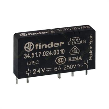 رله پی ال سی فیندر 24 ولت 6 آمپر 5 پایه FINDER 34.51.7.24VDC