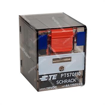رله شیشه ای پاور شراک سوکتی 4 کنتاکت 110 ولت دی سی 6 آمپر 14 پایه SCHRACK PT570110   