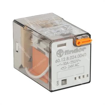 رله شیشه ای پایه گرد فیندر 24 ولت ای سی 2 کنتاکت  10 آمپر 8 پایه FINDER 60.12.8.024.0040