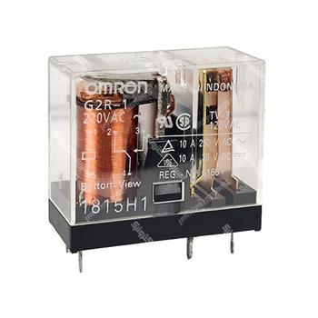 رله شیشه ای کتابی امرون 220 ولت ای سی 10 آمپر 5 پایه OMRON G2R-1 220VAC