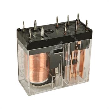 رله شیشه ای کتابی لچ دو بوبین  امرون 12 ولت 5 آمپر 10 پایه OMRON G2RK-2