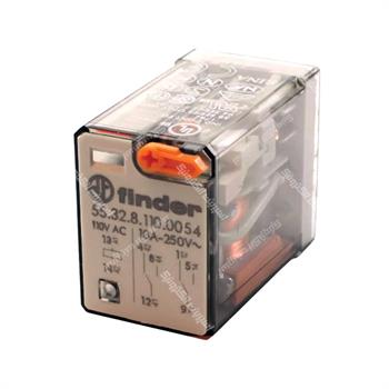 رله شیشه ای 2 کنتاکت فیندر پایه سوکتی 110 ولت ای سی 10 آمپر 8 پایه FINDER 55.32.8.110.0054 