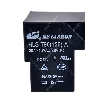 رله هلی شان T شکل 12 ولت 40 آمپر 4 پایه 1 کنتاکت باز HELISHUN HLS-T90-15F-A