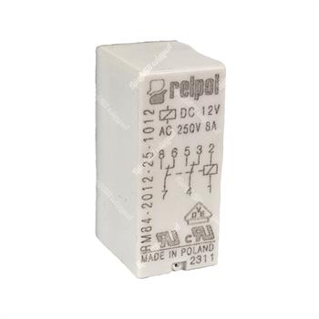 رله کتابی ارتفاع کوتاه رلپول 12ولت  8 آمپر 8 پایه دو کنتاکت باز و بسته RELPOL M84-2012-25-1012  