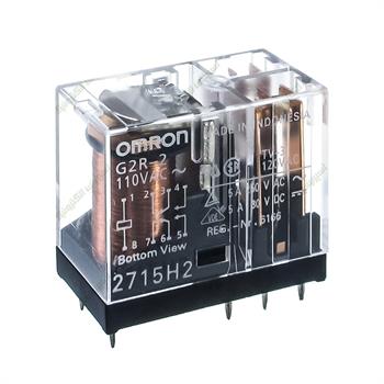 رله شیشه ای کتابی امرون 110 ولت ای سی 5 آمپر 8 پایه OMRON G2R-2