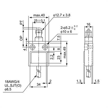 لیمیت سوئیچ کابلی فشاری غلطکی ضد آب  10 آمپری سی ان تی دی CNTD CZ-3112 
