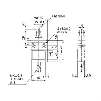 لیمیت سوئیچ کابلی فشاری غلطکی ضد آب  10 آمپری سی ان تی دی CNTD CZ-3113 