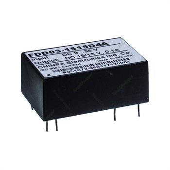 مبدل ولتاژ چینفا 100 میلی آمپر CHINFA FDD03-1515D4A DC/DC IN:9-36V OUT:15/15V