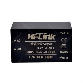 مبدل ولتاژ های لینک 500 میلی آمپر HI-LINK HLK-PM06  AC/DC  IN 100-240V  OUT 6V 