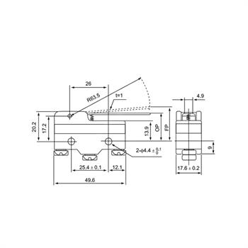میکروسوئیچ اهرم دار بلند سی ان تی دی 15 آمپر 3 پایه CNTD CM-1701