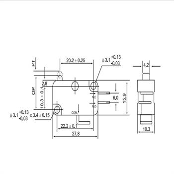 میکروسوییچ دکمه دار فشاری 10 آم‍پر CMV100D 