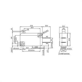 میکروسوئیچ بدون اهرم زرد 5 آمپر 2 پایه اوپن ZIPPY VM-5