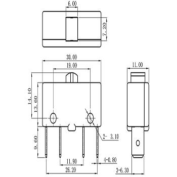 میکروسوئیچ بزرگ 4 پایه سوکتی دو کنتاکت 6 آمپرDPDT Micro Switch  