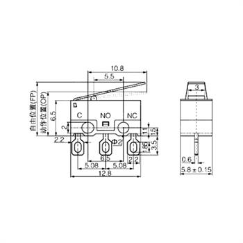 میکروسوئیچ غلطک دار 1 آمپر 3 پایه KW  D2F-J01