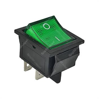  کلید راکر تک پل چراغدار سبز 2حالته 4 پایه 16آمپر KCD4-102N 