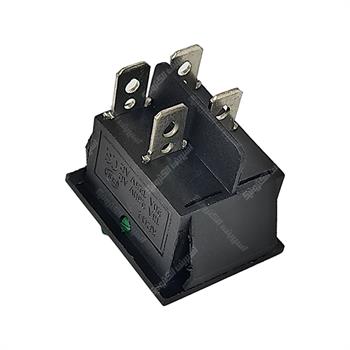  کلید راکر تک پل چراغدار سبز 2حالته 4 پایه 16آمپر KCD4-102N 