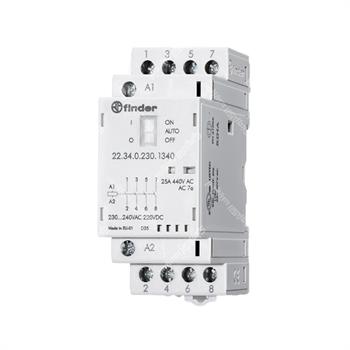 کنتاکتور سه فاز شاسی دار بی صدا 4 کنتاکت باز 25 آمپر فیندر FINDER 22.34.0.230.1340 
